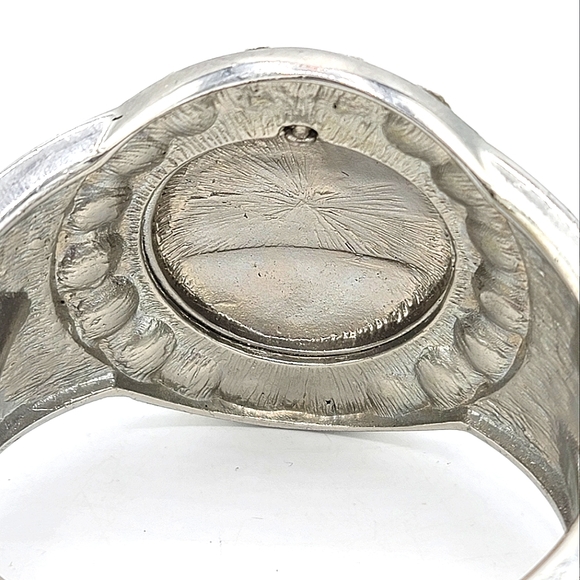 Diva Rhinestone Engraved Statement Wide Cuff Spring Bangle Bracelet - Picture 5 of 9